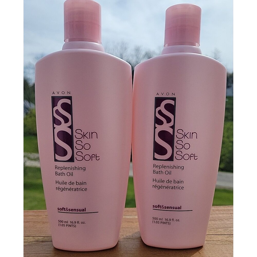 2 NEW old stock Avon skin so soft bath oil replenishing soft & sensual 16.9 oz